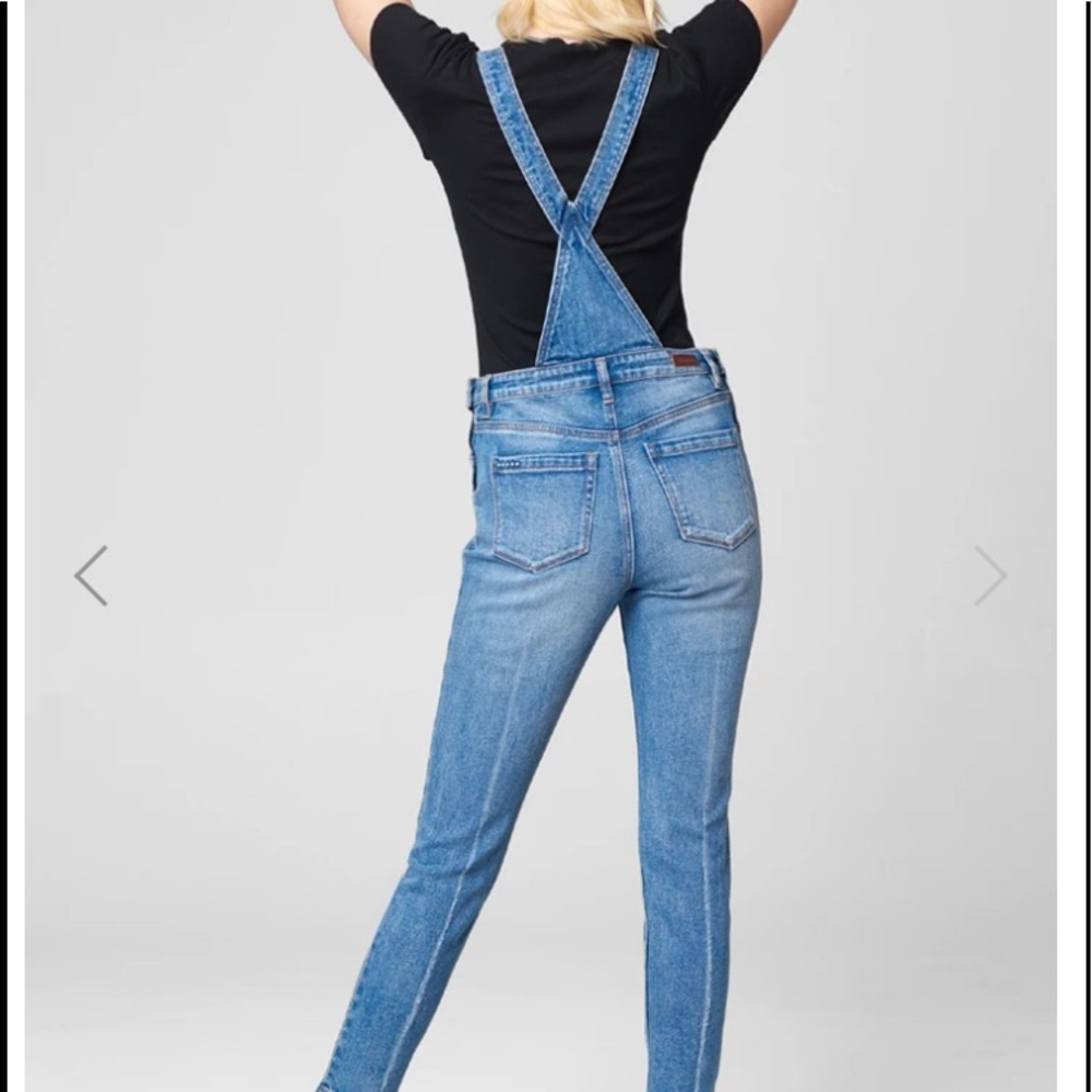 BLANK NYC Size 28 Denim Overalls 2% stretch MidBlue Brass Slide Fitting $229 NEW - Picture 6 of 12